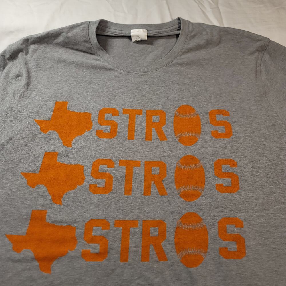 Houston Astros Casual Graphic Baseball T Shirt Mens Size Large L Gray